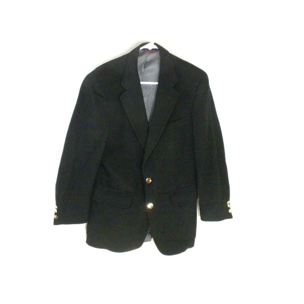 Jos A Bank Sport Coat Mens 38 Black‎ Cashmere 2 Gold Button Vented Lined Vintage
